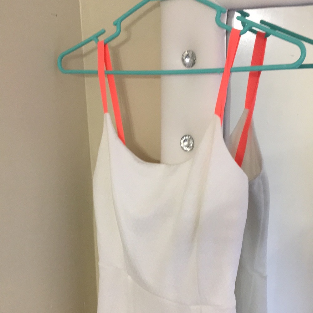 White dress for bright pink straps